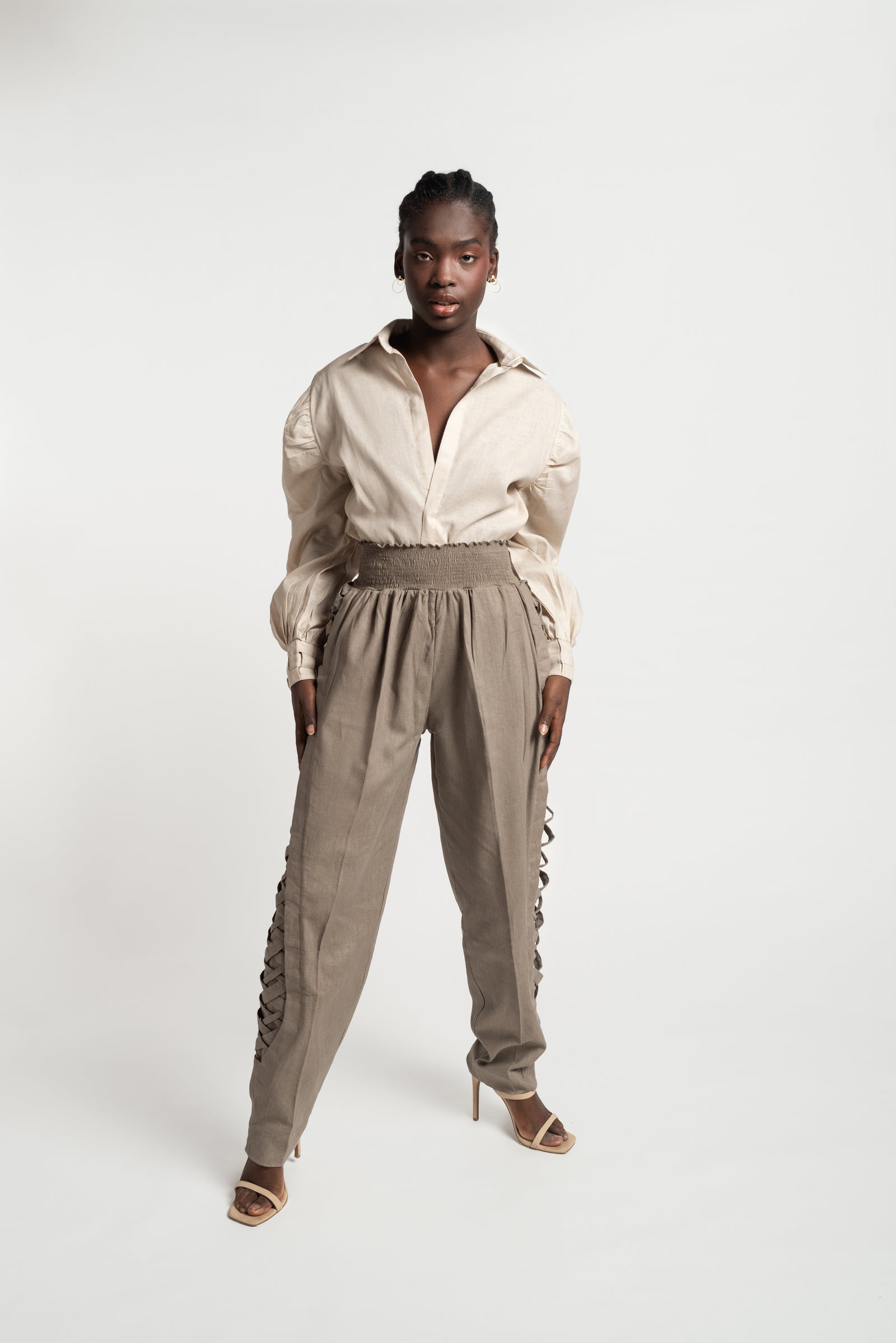 Harem pants with braided detail